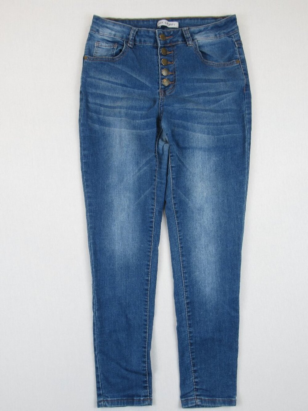 Oak & Poppy Juniors Size Jeans 6 Blue Skinny Stretch Denim Button Fly Pant